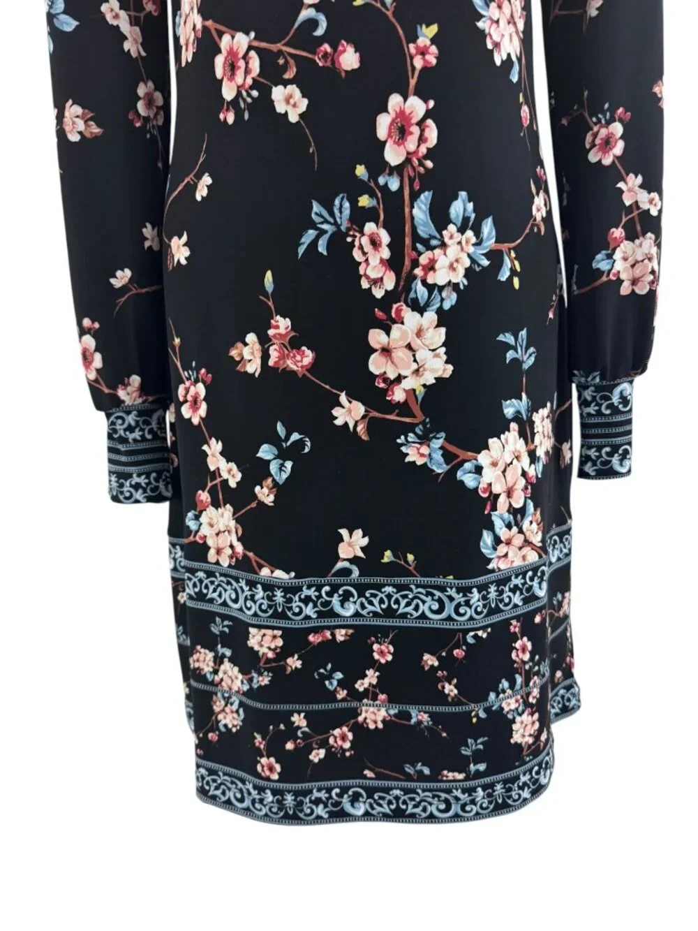 White House Black Market Black Cherry Blossom Floral Print‎ Shift Sheath Dress M
